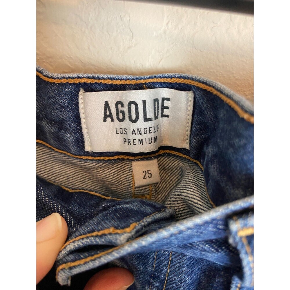 Agolde Womens Jeans Blue Size 25 Medium Wash Solid Button Mid Rise 5-Pocket - Picture 7 of 7